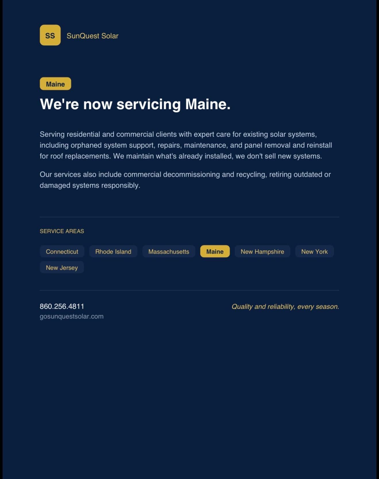 SunQuest Solar Is Now Serving Maine image